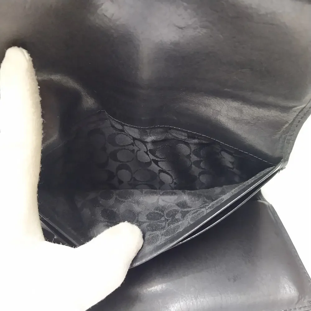 Coach Black Leather Credit Card ID Window Trifold Wallet